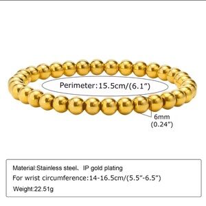 Elegant stainless steel Gold plated Beaded adjustable Bracelet NEW